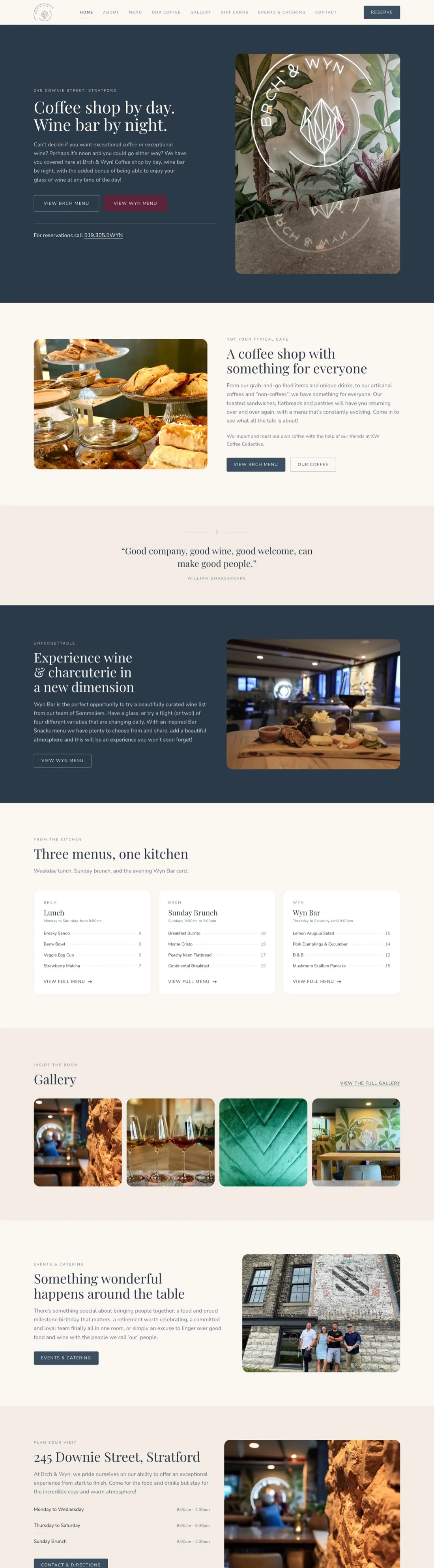Homepage of the Brch & Wyn website